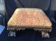 Tapestry Foot Stool Ottoman Wooden Ball & Claw Feet And Legs - Brass Tacks 1900-1950 photo 5