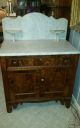 Antique Victorian Marble Top Wash Stand With Fabulous Wood Base Stunning 1800-1899 photo 9