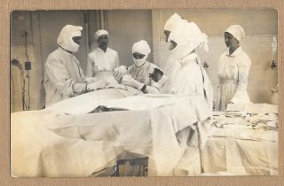 Operating Room Table Surgery Doctors Nurses Patient Instruments 1904 - 1918 Rppc N photo