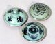 Antique Chinese Ming Blue & White Pottery Lids Underglaze Blue Porcelain 3 Small Far Eastern photo 3