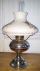 Xlnt Antique Vtg Rayo Nickel Plated Oil Lamp W/ Floral Milk Glass Shade Lamps photo 6