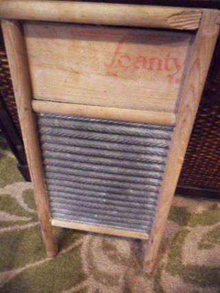Vintage Scanty Handi Solid Zinc Wash Board Primitive With Signs Of Use photo