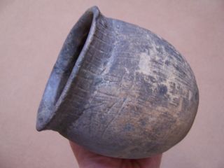 Authentic Circa 1200 Ad Caddo Bullard Brushed Jar From Bowie Co. ,  Texas photo