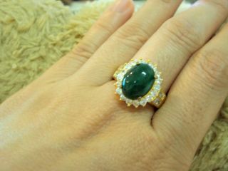 Natural Alexandrite Green Jade & Diamond Estate Vintage Natural Jewelry photo