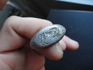 Ancient Roman Legionary Silver Ring Legio Vi Ferrata Julius Caesar Rare photo