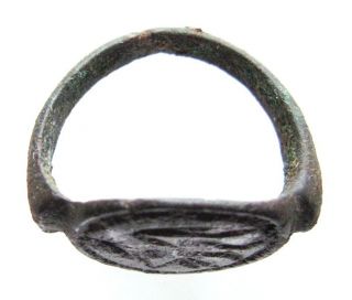 Roman Bronze Military Ring With A Fish.  Ref.  9955. photo