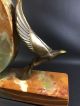 Lanshire Movement Mantle Clock Marble Base With Brass Art Deco Birds Unusual Clocks photo 10