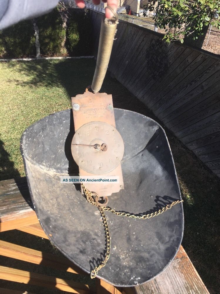 Antique John Chatillon ' S Brass Hanging Scale,  Clock Dial,  60 Lb,  Hanging Basket Scales photo