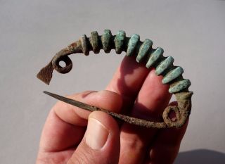 Ancient Greek - Roman Bronze With Iron Spiral Brooch - Fibula photo
