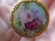 Antique Oval White Porcelain Stud Painted Roses Buttons photo 1