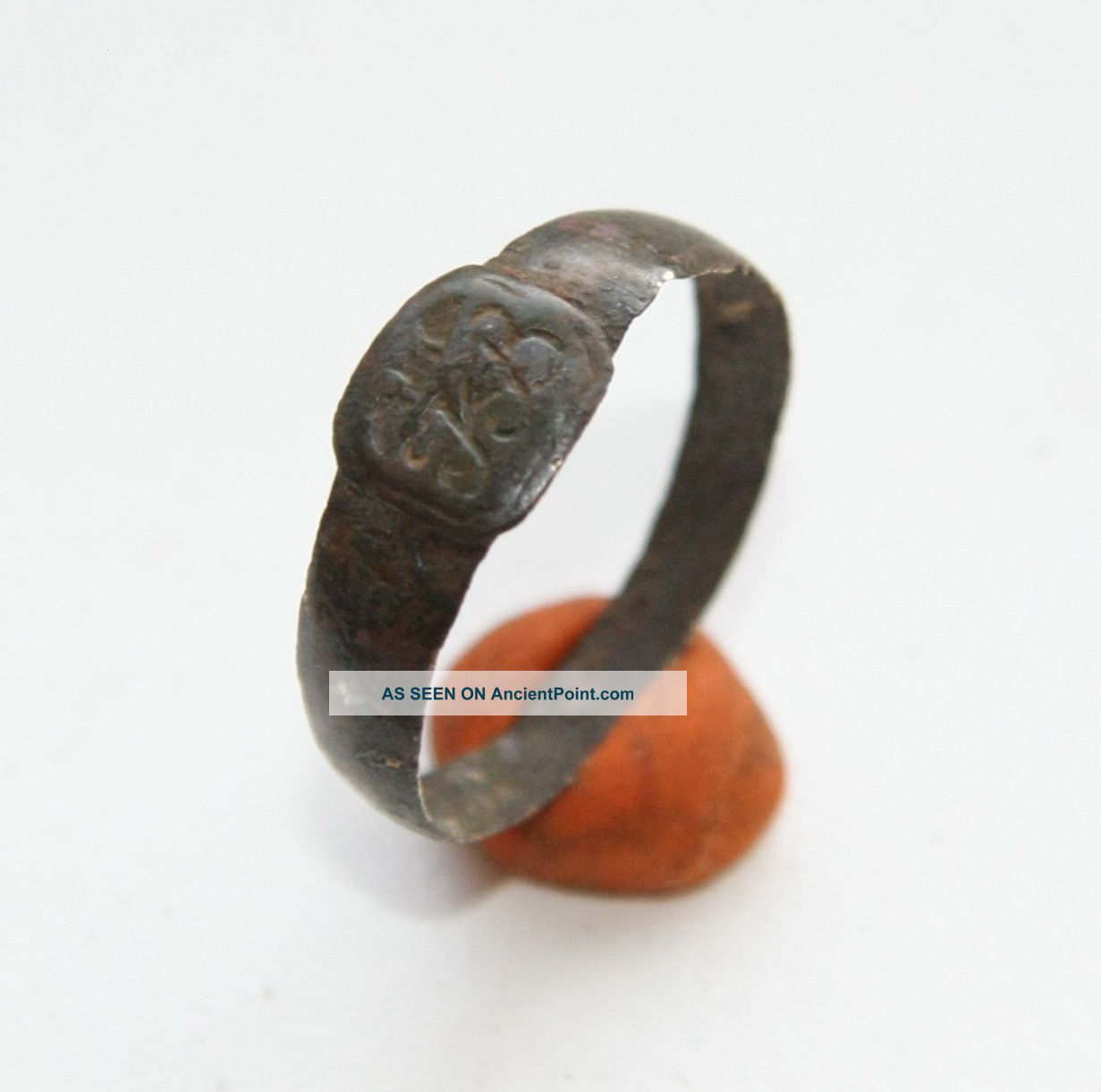 Antique Bronze Finger Ring With Initials 