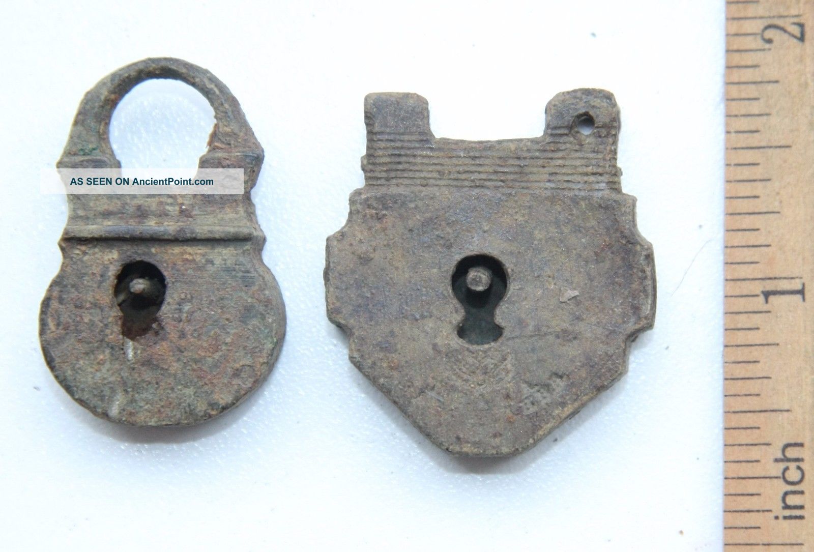 2 X Antique Old Small Brass Pad Lock Other Antiquities photo