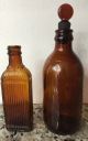Vintage Pair Amber Brown Apothecary Pharmacy Jars Bottles Bottles & Jars photo 1