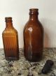 Vintage Pair Amber Brown Apothecary Pharmacy Jars Bottles Bottles & Jars photo 2