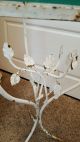 Shabby White Vintage Crusty Chippy Cottage Italian Tole Metal End Table Post-1950 photo 3