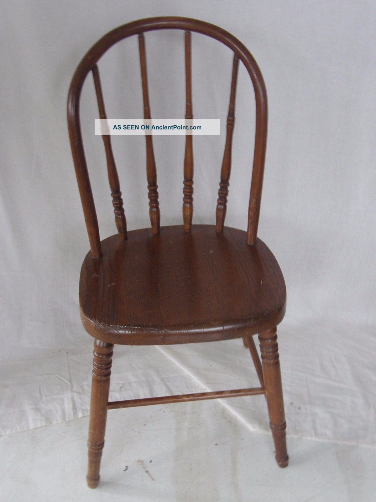 Vintage Solid Oak Children Chair With Round Back And Spindles 1800-1899 photo