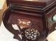 Ornate Carved Rosewood Mother Of Pearl Inlay Oriental 2 Tier Flower Stand Post-1950 photo 2