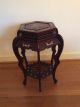 Ornate Carved Rosewood Mother Of Pearl Inlay Oriental 2 Tier Flower Stand Post-1950 photo 5