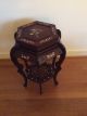 Ornate Carved Rosewood Mother Of Pearl Inlay Oriental 2 Tier Flower Stand Post-1950 photo 7
