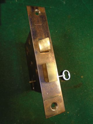 1899 Russell & Erwin Japanned Mortise Lock W/key - Reconditioned (5608) photo