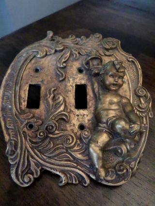 Vintage Cherub Switch Plate Cover Double Universal Statuary photo