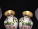 Pair Chinese White Cloisonne Floral Vases,  Box,  Vgc 7 