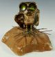 C.  Jere - Vintage Mid - Century Modern Cast Bronze Enamel Eye Owl Sculpture Metalware photo 1