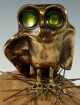 C.  Jere - Vintage Mid - Century Modern Cast Bronze Enamel Eye Owl Sculpture Metalware photo 2