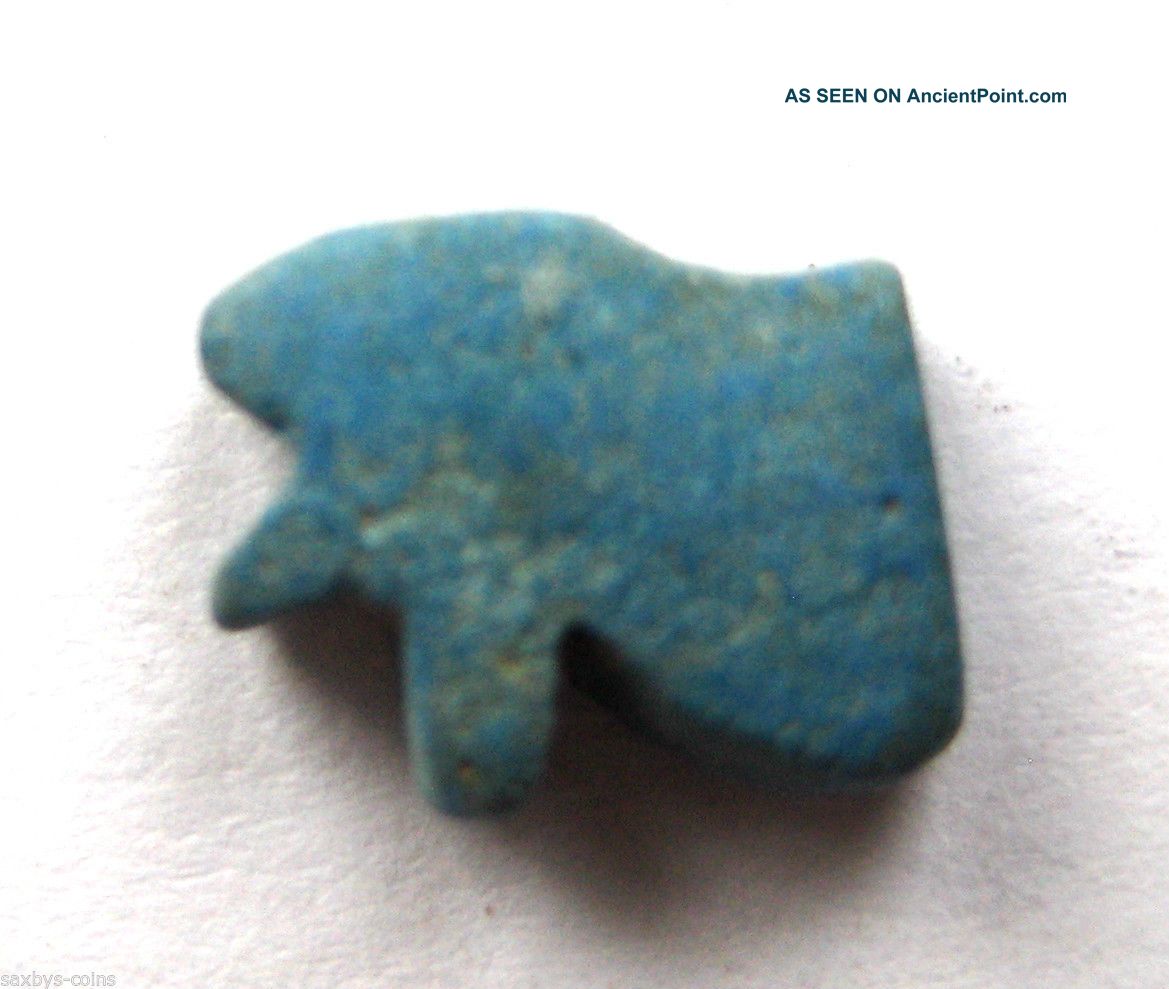 Circa.  500 B.  C Ancient Egypt Sait Period Blue Faiance Eye Of Horus Amulet Pendant Egyptian photo