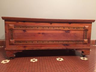 Authenticated Roos Cedar Chest With Brass Strap Hinges And Brass Inlays photo