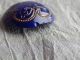 Antique Victorian China Glass Button Blue With Gold 311 - A Buttons photo 1