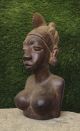 African Vintage Art Hand - Carved Wood Woman ' S Head Bust Statue Sculptures & Statues photo 3