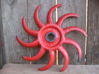 Awesome Vintage Cast Iron Spiked Wheel Rotary Hoe Steampunk/industrial Decor photo
