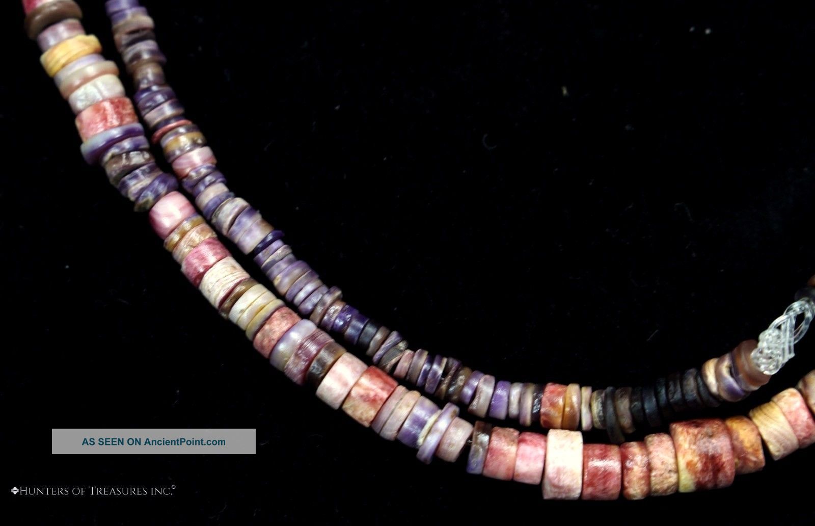 15) Strand Of Pre Columbian Indian Lilac Shell Beads Artifact The Americas photo