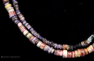 15) Strand Of Pre Columbian Indian Lilac Shell Beads Artifact photo