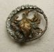 Antique Art Nouveau Iris Pierced Brass Crystal Rhinestone Repousse Button1 1/8 