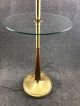 Mid Century Danish Modern Brass & Walnut 3 - Way Floor Lamp W/ Glass End Table Mid-Century Modernism photo 1