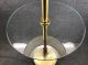 Mid Century Danish Modern Brass & Walnut 3 - Way Floor Lamp W/ Glass End Table Mid-Century Modernism photo 4