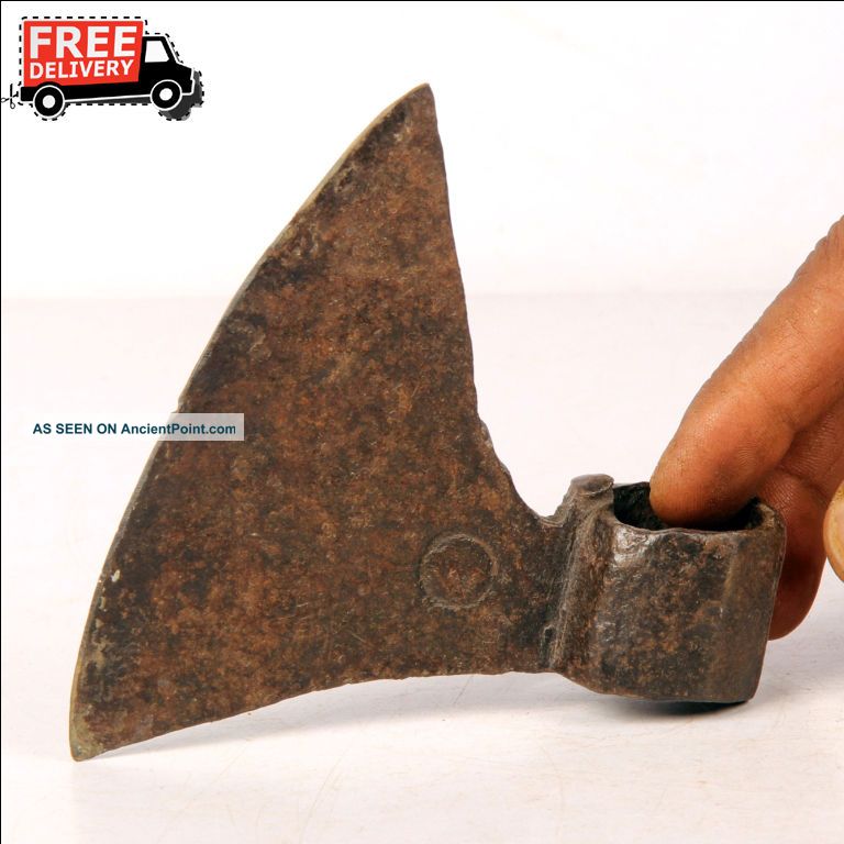 1850 ' S Indian Antique Hand Forged Iron Axe Head Shape 8310 India photo