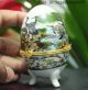 China White Porcelain Egg Shaped Crane Rouge Box Cosmetic Box Jewelry Box Bnb Other Antique Chinese Statues photo 1