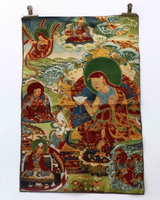Tibet Collectable Silk Hand Painted Guanyin & Bodhisattva Painting Thangka photo