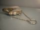 1917 Silver Purse Lether Interior With Suspension Chain & Loop Other Antique Sterling Silver photo 2