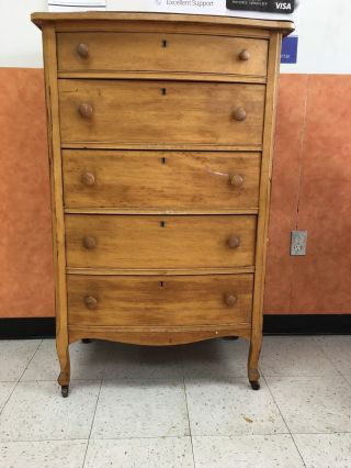 Vintage Atlas Furniture Co Jamestown York Maple Wooden 5 Draw Dresser Ny photo