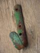 Vintage Industrial Wrought Iron Beam Hook With Old Flaky Paint Worn Wooden Aged Hooks & Brackets photo 1