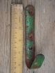 Vintage Industrial Wrought Iron Beam Hook With Old Flaky Paint Worn Wooden Aged Hooks & Brackets photo 2