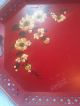 Nashco Vintage Burgundy Red Tole Tray Flowers 20 