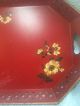 Nashco Vintage Burgundy Red Tole Tray Flowers 20 