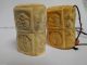 Antique Chinese Scrimshaw Etched,  Carved Bovine Salt & Pepper Shakers Other Chinese Antiques photo 1