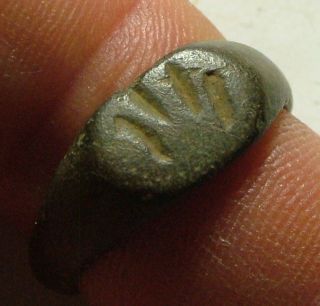 Rare Ancient Roman Bronze Soldiers Seal Ring Artifact 5 Century Ad photo