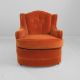 2 Mid Century Modern Art Deco Style Orange Velvet Club Chairs Mod 1970s Vintage Post-1950 photo 1